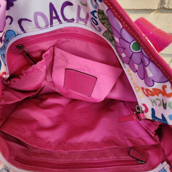 Like New Coach Floral Nylon Diaper Bag Crossbody Purse Xl - Picture 14 of 14